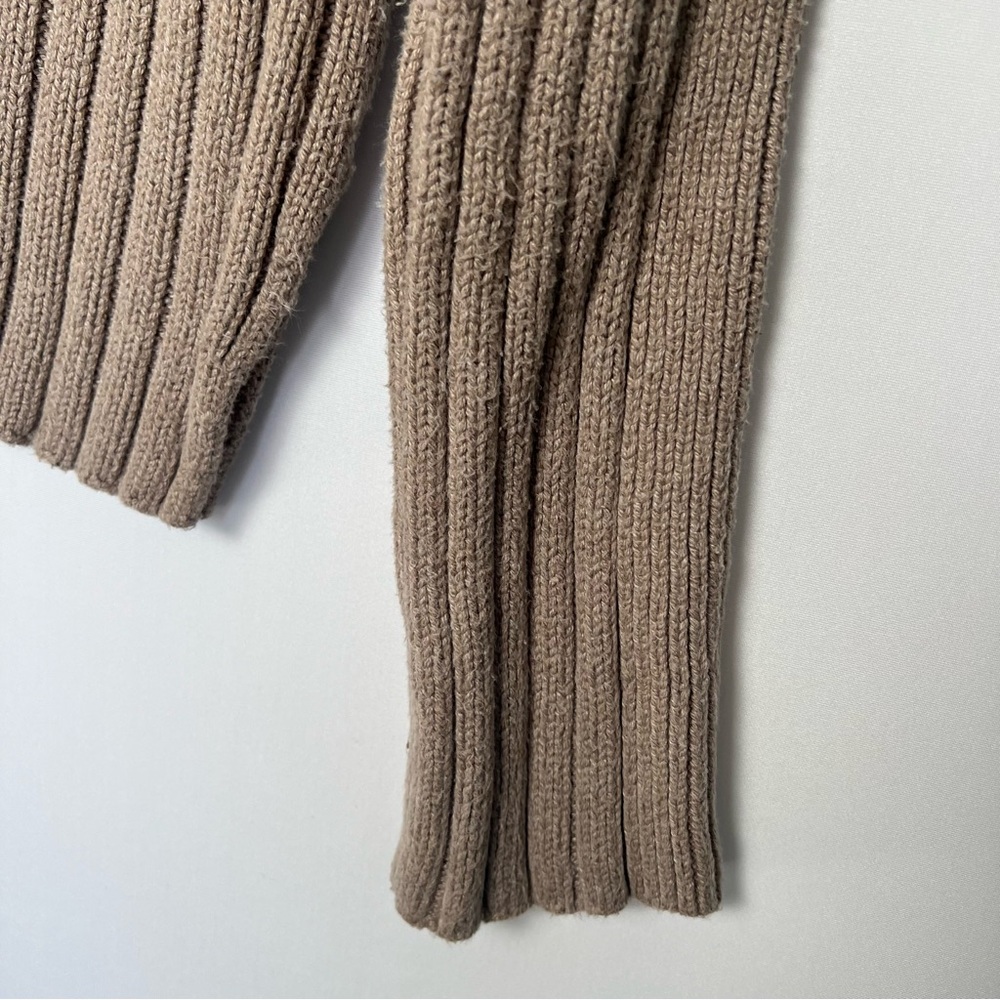 Abercrombie & Fitch Ribbed Cable Knit Mock Neck Long Sleeve Sweater XS Tan Beige - Picture 4 of 8